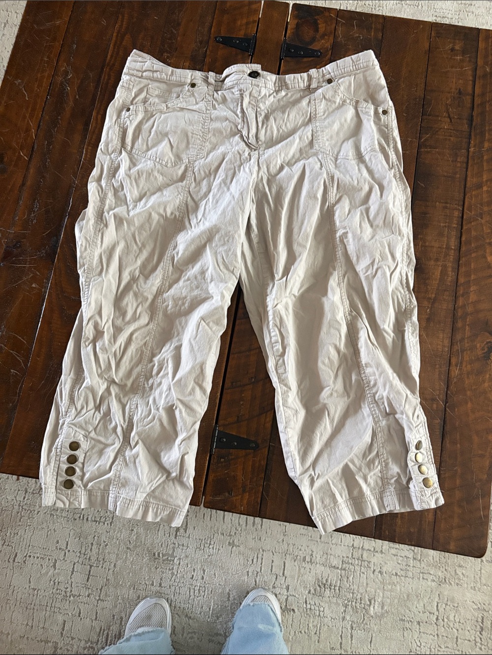 Style & Co. White Capris with Button Cuff Detail